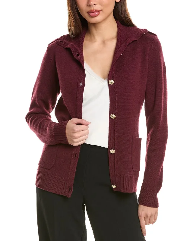 Cozy Fit Wear Bruno Magli Epaulette Wool Sweater Jacket