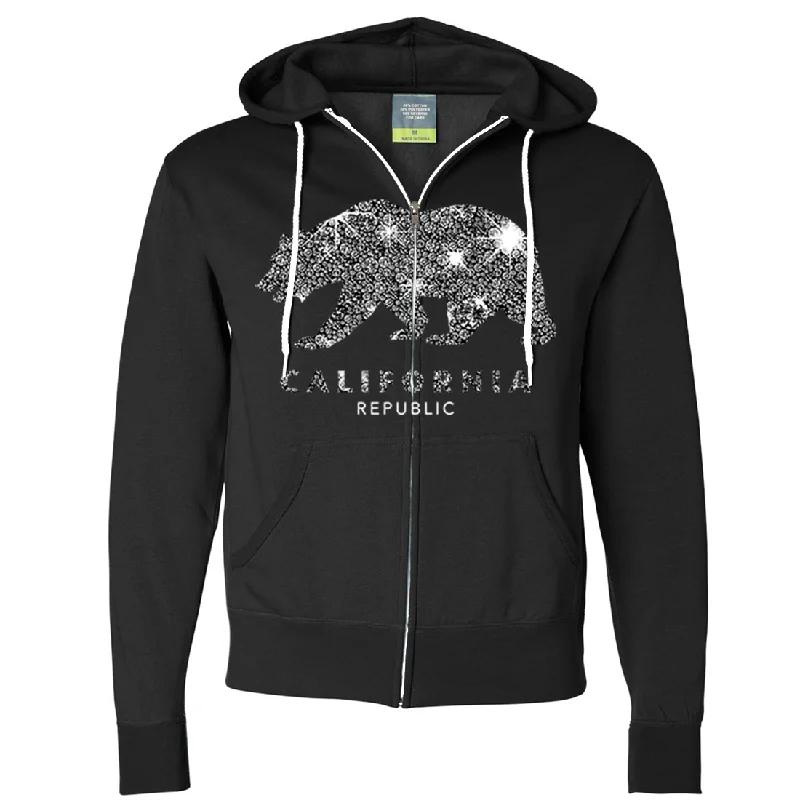 Weekend Comfort Wear California Republic Sparkle Zip-Up Hoodie
