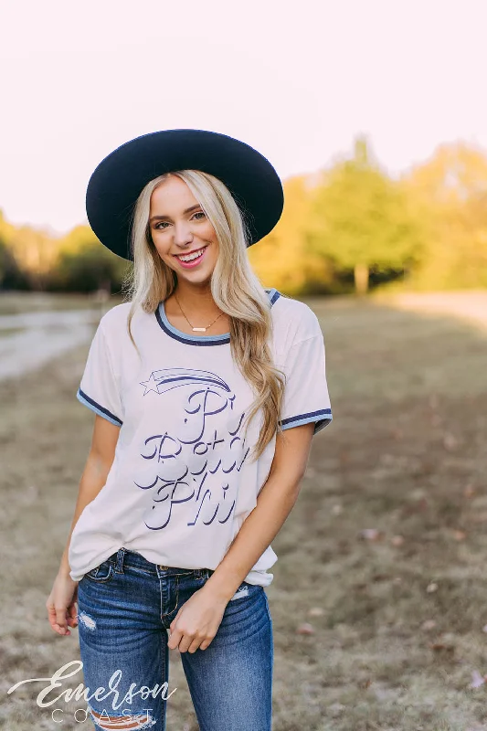 Casual Comfort Wear Pi Beta Phi Shooting Star Ringer Tee