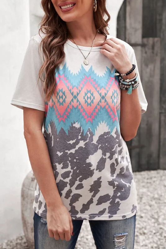 Comfortable Series Printed Round Neck Tunic Tee
