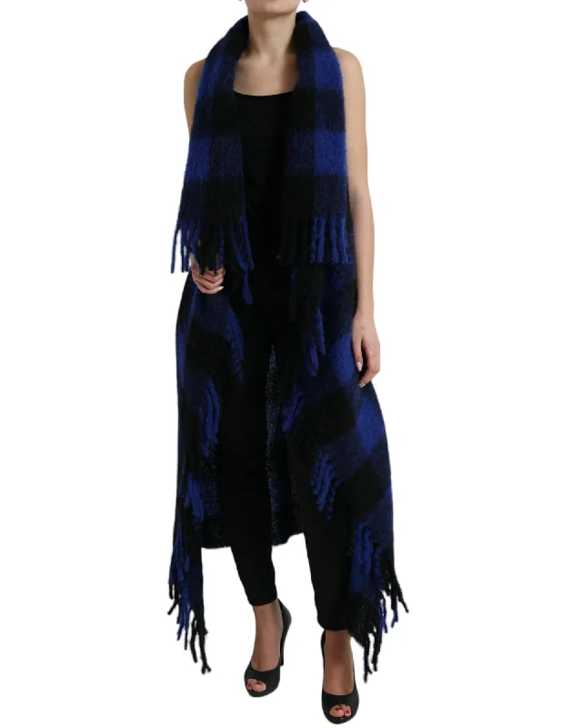 Cozy Fit Dolce & Gabbana  Fringed Mohair and Wool Scarf - Blue