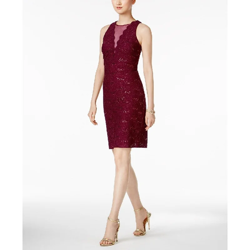 Noble Temperament Nightway Women's Sequined Lace Cocktail Dress Red Size 12