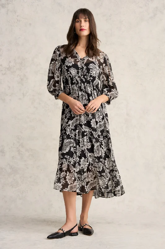 Carefree Printed Tiered Dress - Coco Floral