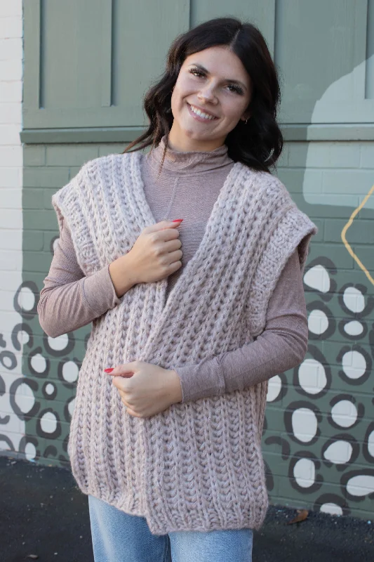 Design Trend Danni Chunky Sweater Vest, Rosewood Marl | Sanctuary