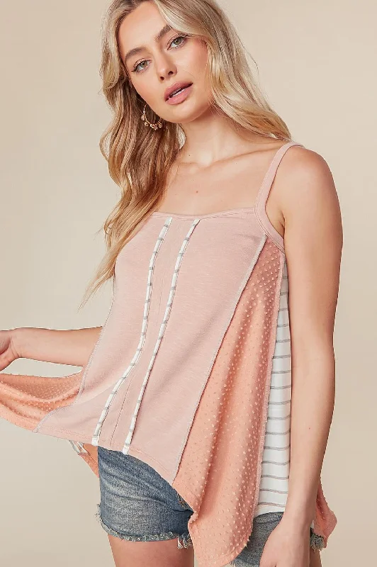 Elegant Dressing Terry Colorblock Knit Tank