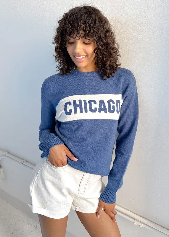 High-end Fashion Chicago Block Stripe Sweater - Blue