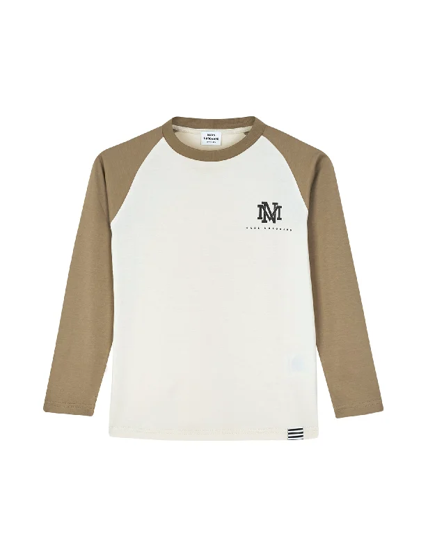Fashion Selection Single Thorlino L/S Raglan Tee, Almond Milk/Lead Gray