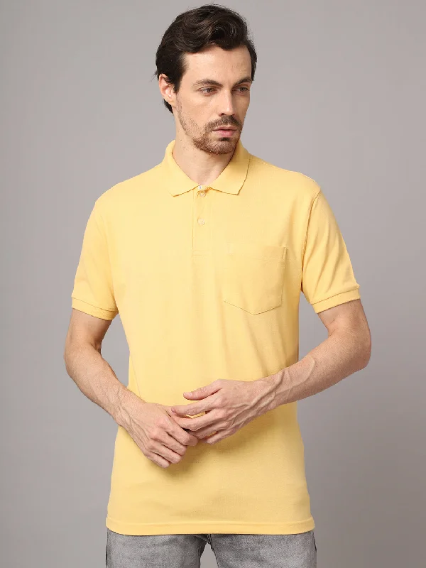 Comfortable And Cold-proof Mens Mustard T-Shirt