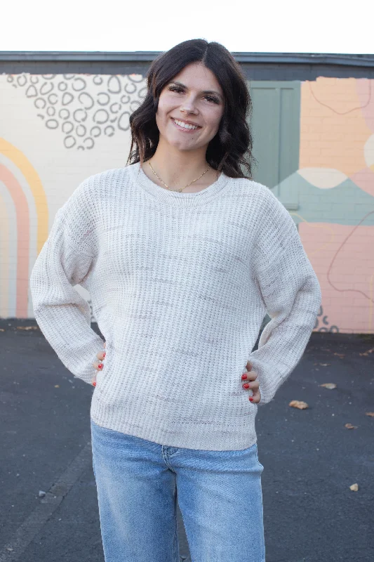 Effortless Outfits Cozy V-Back Sweater, Coconut Smoke | Sanctuary