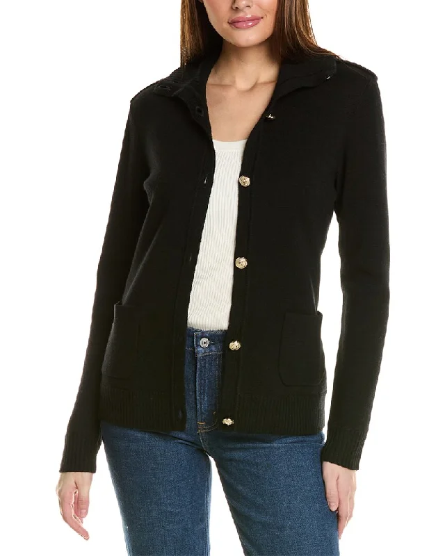 Comfortable And Simple Bruno Magli Epaulette Wool Sweater Jacket