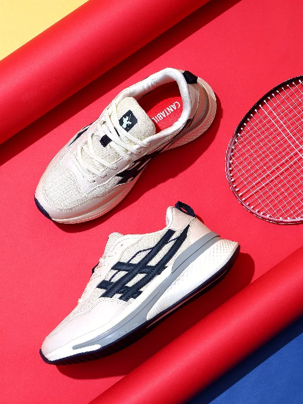 Relaxed Chic Men Beige Solid lace-Up Running Shoes
