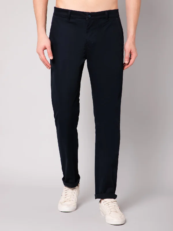 Personalized Wear Men's Casual Flat front Navy Blue  Trousers