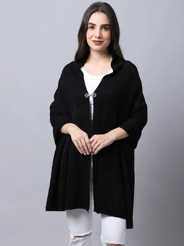 Fashion Must-have Women's Casual  Black Self design Jacquard  Stole