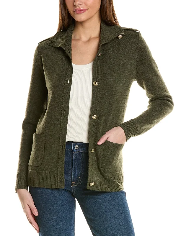 Daily Comfort Bruno Magli Epaulette Wool Sweater Jacket