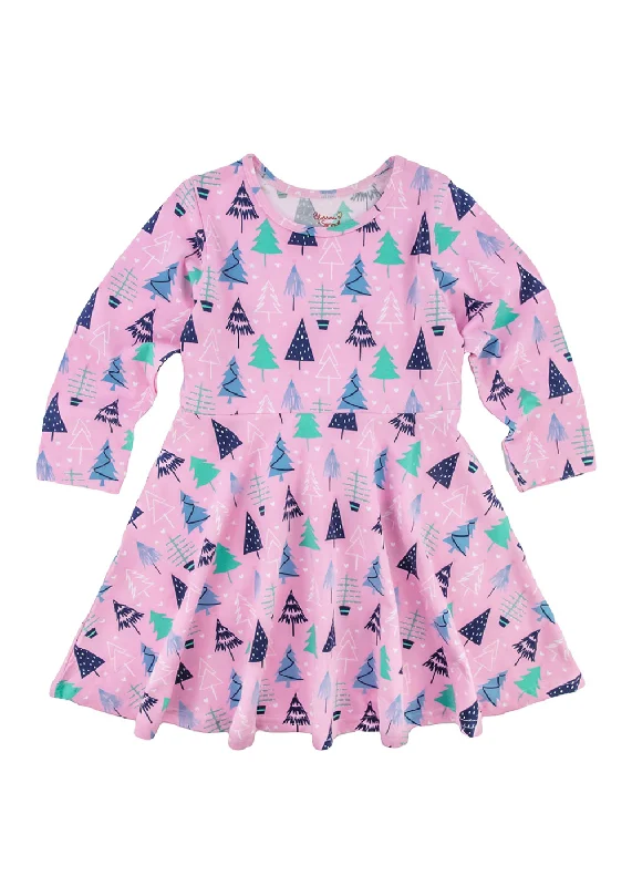 Comfortable Tops Christmas Tree Farm Print Knit Dress