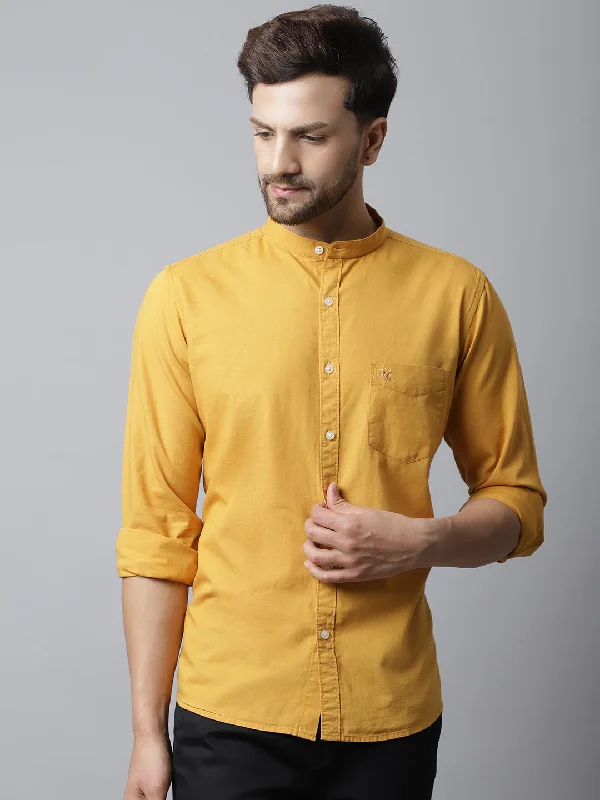 Breezy Comfort Men's Golden Casual Plain Full Sleeve Shirt