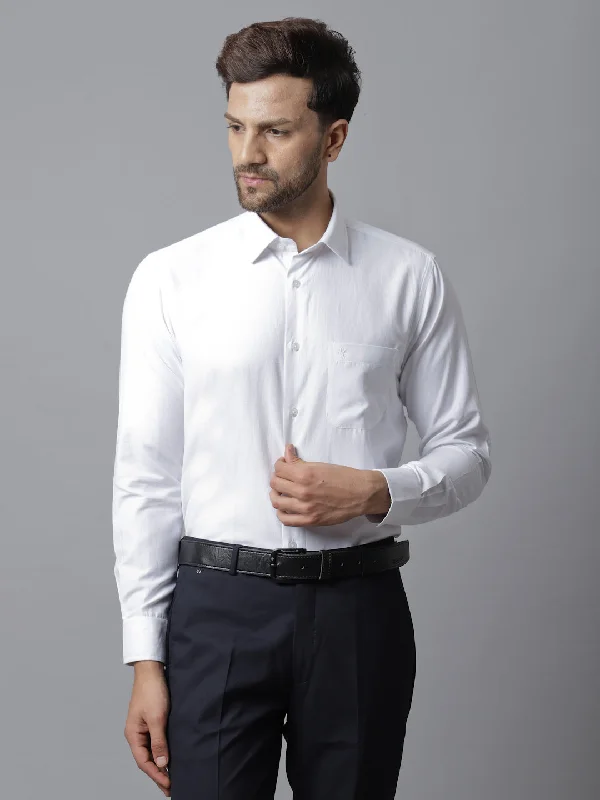 Stylish Comfort Men's White Formal Plain   Full Sleeve Shirt