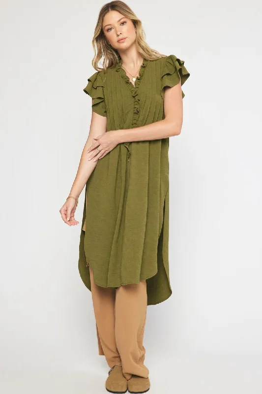 Relaxed Fashion Tunic Top with Ruffle detail