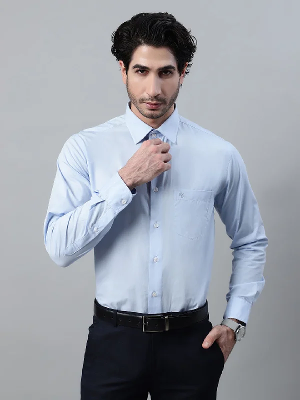 Fashion Concept Men's Sky Blue Formal Plain Full Sleeve Shirt