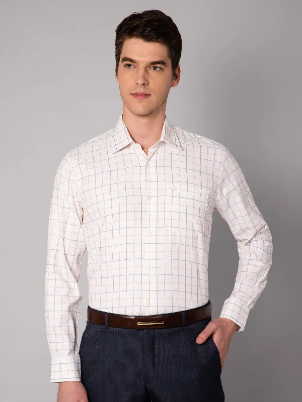 Weekend Wear Men's Mustard Formal Medium Checks Full Sleeve Shirt