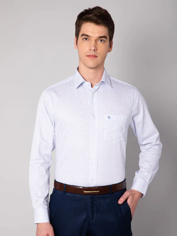Weekend Style Men's Sky Blue Formal Ditsy Print Full Sleeve Shirt