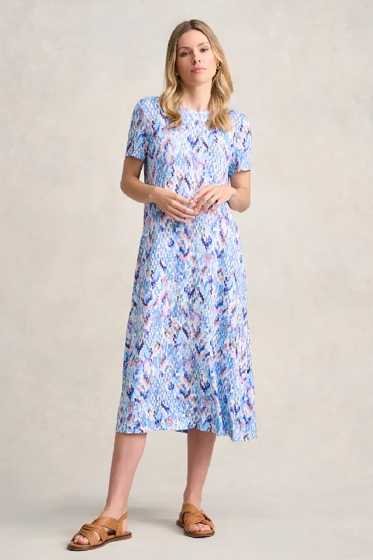 Breezy Style Trapeze Jersey Dress - Abstract Texture