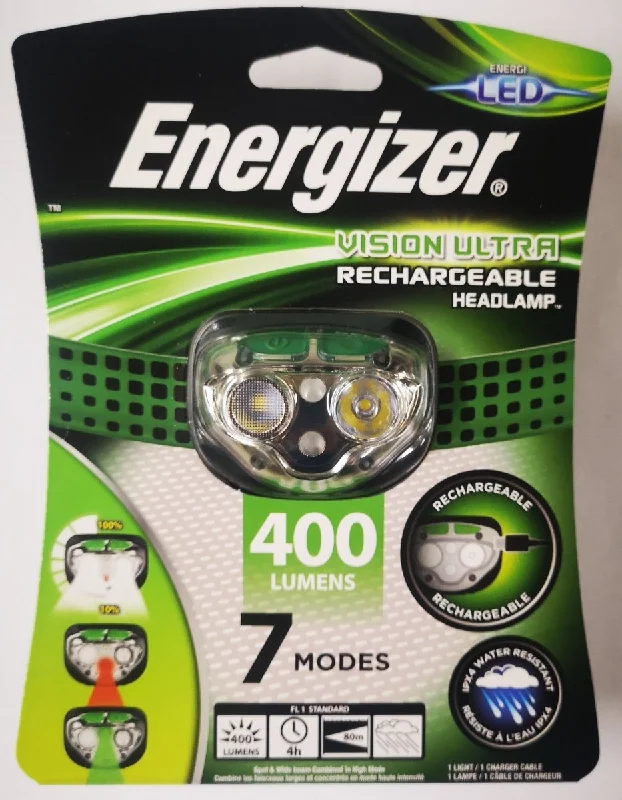 Soft Fabrics Energizer Vision Ultra Rechargeable 400 Lumens Headlamp