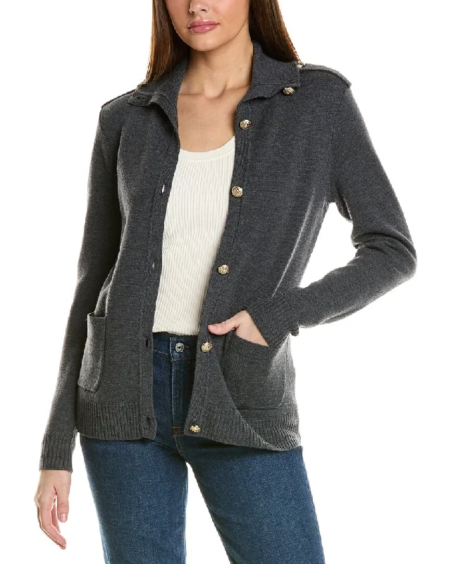 Light Dressing Bruno Magli Epaulette Wool Sweater Jacket