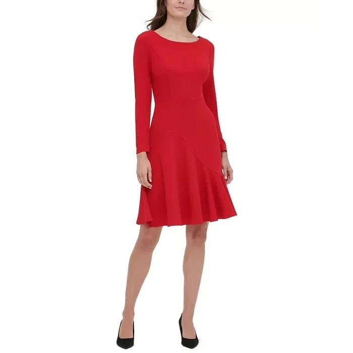 Youthful Tommy Hilfiger Women's Asymmetrical Fit & Flare Dress Red Size 6