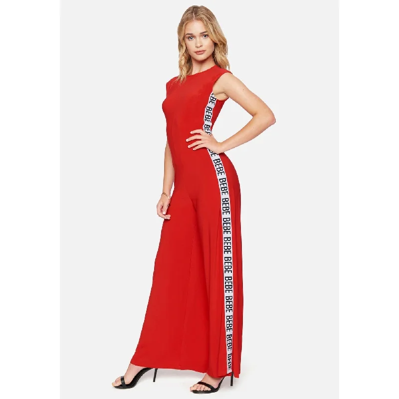 Sweet Girl Bebe Women's Logo Stripe Jumpsuit Red Size X-Small