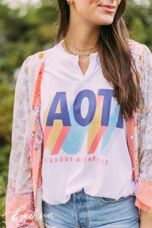 Celebrity Style Alpha Omicron Pi Colorful Philanthropy Notch Tee