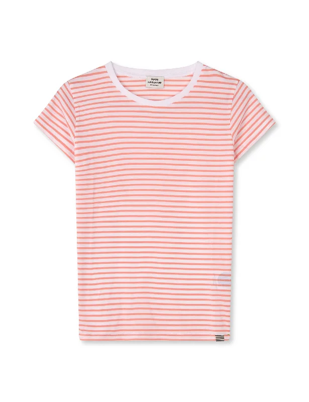 Personal Charm Organic Jersey Stripe Tuvina Tee FAV, Brilliant White/Shell Pink
