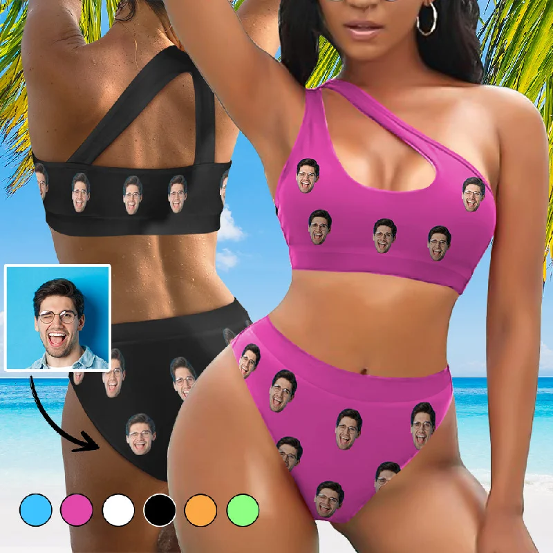Comfortable Fashion Custom Face Solid Women's Off-Shoulder Bikini Set One Shoulder Cutout Bikini Set Two Piece Bathing Suit Comfortable Fashion Custom Face Solid Women's Off-Shoulder Bikini Set One Shoulder Cutout Bikini Set Two Piece Bathing Suit