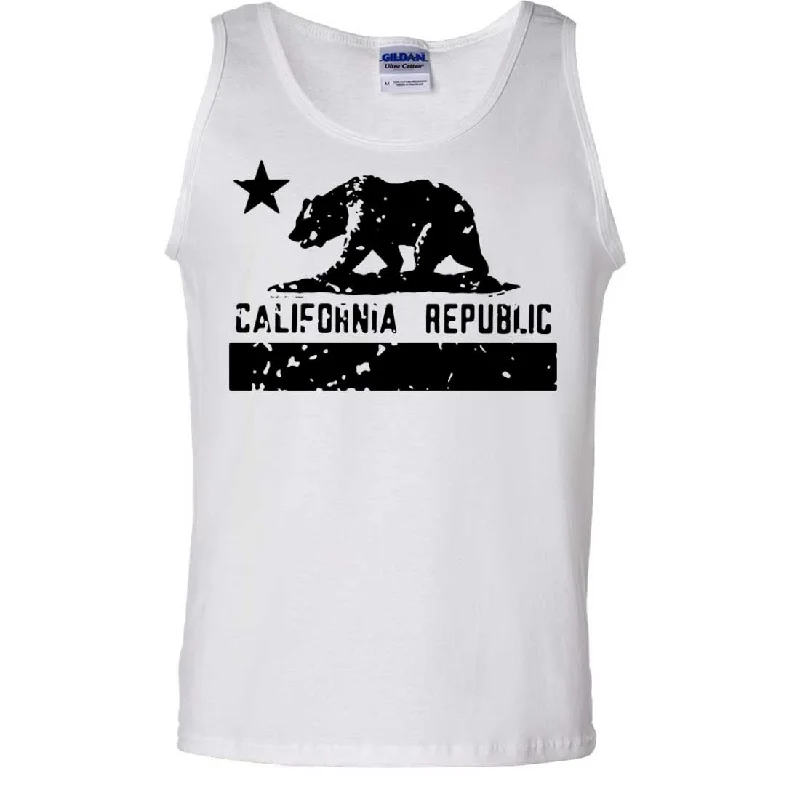 Personalized Design California Flag Black Print Silhouette Asst Colors Tank Top