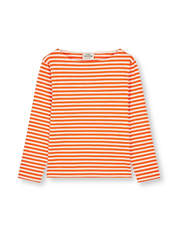 New Design Soft Single Silke Tee LS, Cherry Tomato/Snow White