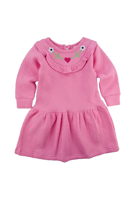 Windbreaker fashion Jacquard Knit Dress With Heart And Flowers