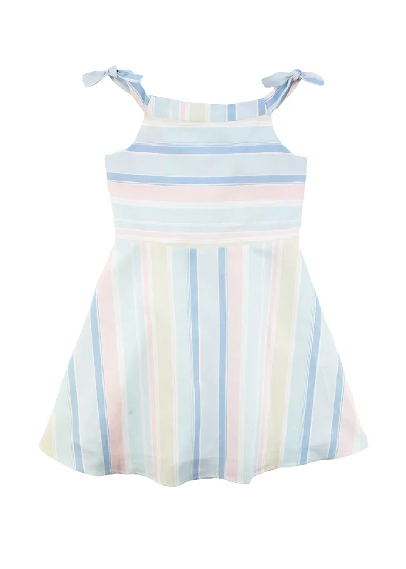 Comfortable Sweaters Pastel Party Linen Stripe Dress