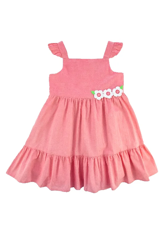 Basic Comfort Seersucker Dress With Flowers