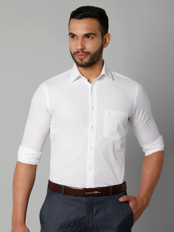 Trendy Comfort Men's White Formal Plain Full Sleeve Shirt