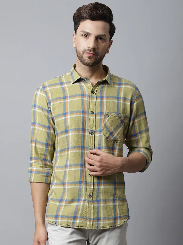 Casual Chic Outfits Men's Light Green Casual Big Checks Full Sleeve Shirt