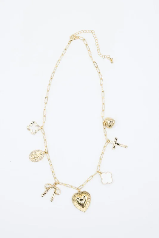 Innovative Design 7 Charm Necklace in White Gold | NNA216GDWHT