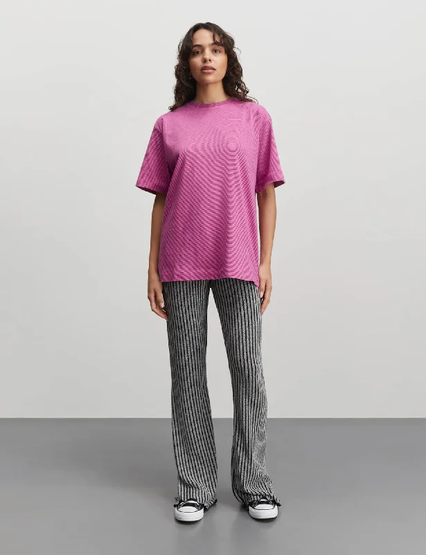 Comfortable And Versatile Crisp Jersey Dassel Tee, Carmine Rose/Black