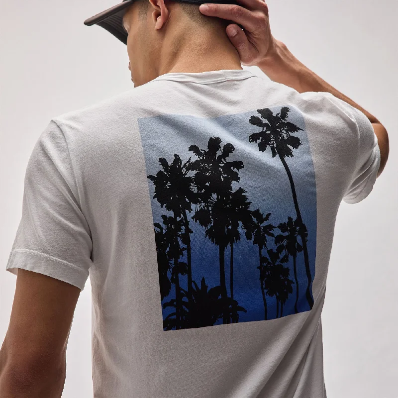 Cozy Outerwear Ombrè Palms Graphic Tee - White/Blue