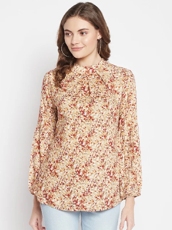 Casual Fit Wear Women's Casual  Maroon Floral Print Round neck Top