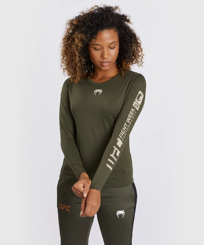 Exclusive Customization UFC Adrenaline by Venum Fight Week  Women’s Long-sleeve Cotton T-shirt - Khaki/Bronze