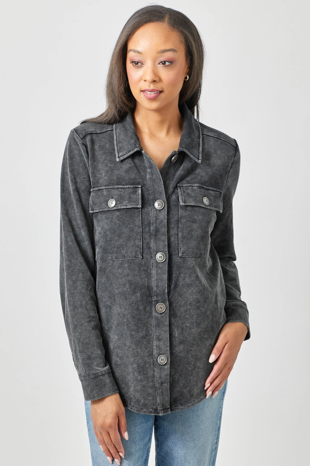 Integrated Design Washed Shacket