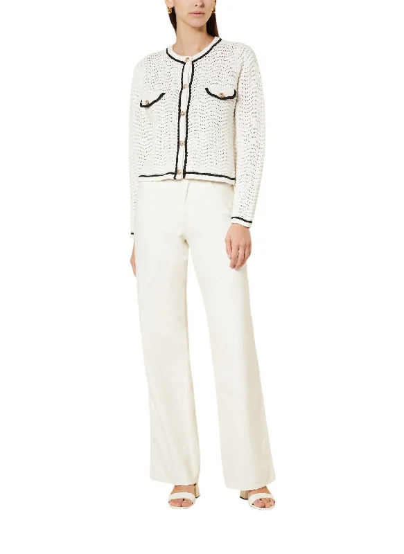 French Style Giany Cardigan In Black/white