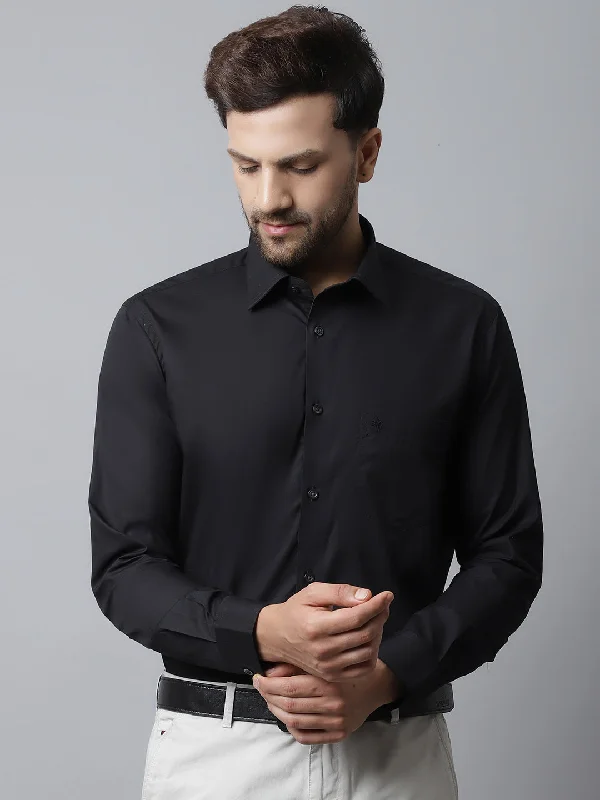 Fashion Touch Men's Black Formal Plain Full Sleeve Shirt