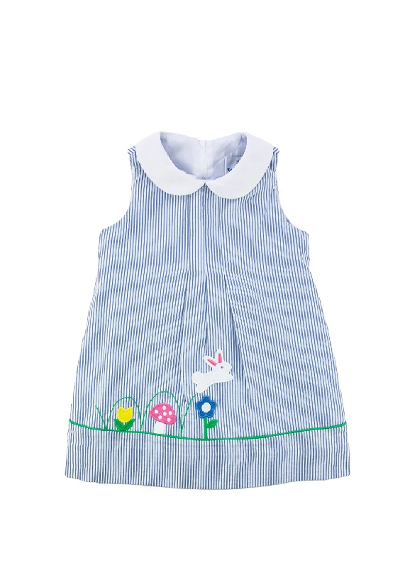 Dynamic Fashion Seersucker Dress With Flowers & Bunny
