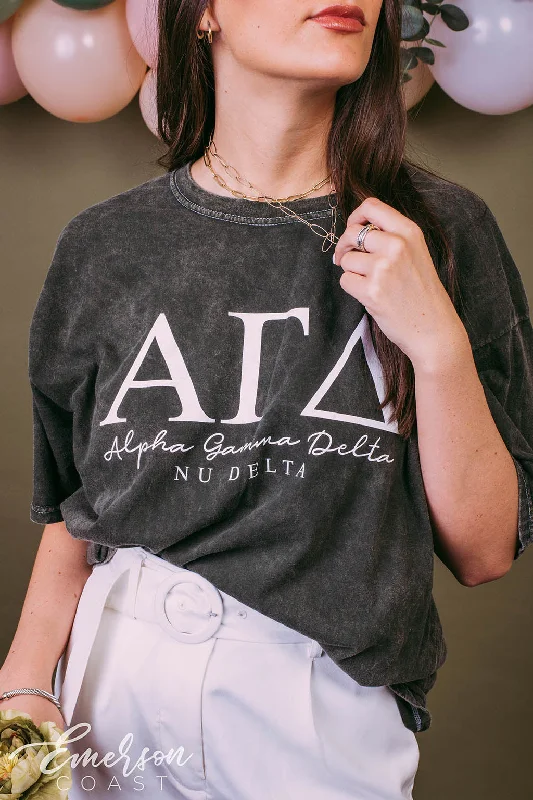 Denim Design Alpha Gamma Delta PR Letters Mineral Wash T-Shirt